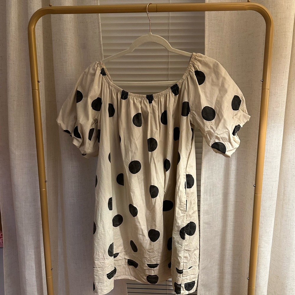 Polka Dot Puff Sleeve Top